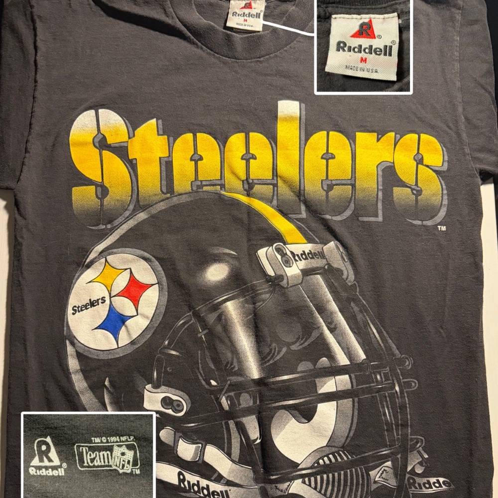 1994 Vintage Steelers Riddell Single Stitch Tee – Made in USA (M)